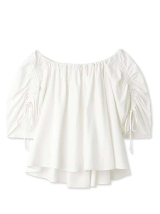 Off Shoulder Tunic Blouse in white, A Premium, Fashionable, and Trendy Women's Tops at SNIDEL USA