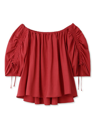 Off Shoulder Tunic Blouse in red, A Premium, Fashionable, and Trendy Women's Tops at SNIDEL USA