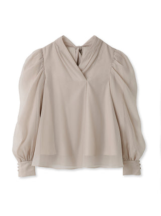 Organdy See-Through Long Sleeve Blouse in Pink Beige, Premium Fashionable Women's Tops Collection at SNIDEL USA