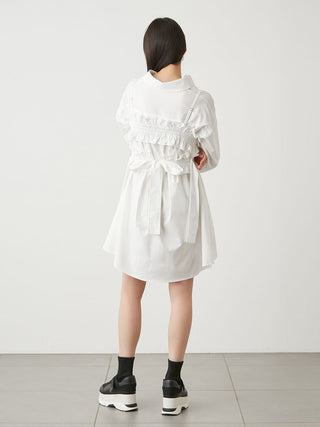 Bustier-set Shirt Tunic in white, Premium Fashionable Women's Tops, Shirts Collection at SNIDEL USA.
