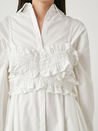Bustier-set Shirt Tunic in white, Premium Fashionable Women's Tops, Shirts Collection at SNIDEL USA.