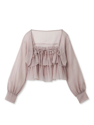 Frilled Cami & Bolero Set in Pink, Premium Fashionable Women's Tops Collection at SNIDEL USA.
