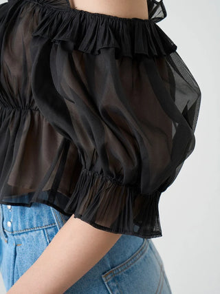 Sustainable Gathered Off-The-Shoulder Blouse