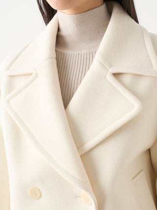 Wool Large Lapel Short Coat in ivory, Premium Fashionable Women's Tops Collection at SNIDEL USA