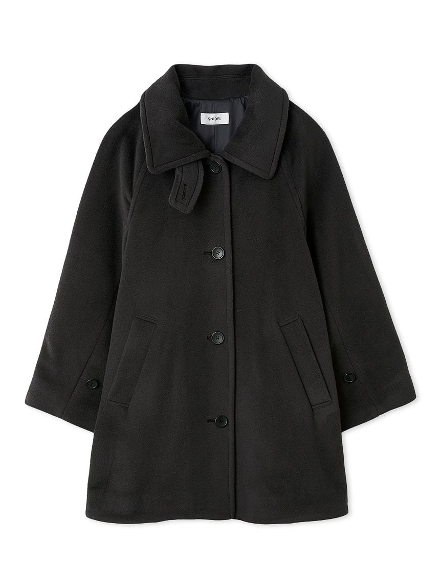 Stand Collar Solid Long Sleeve Midi Coat main image 0