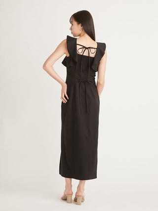  Tight I Line Slit Dress in black, premium women's dress at SNIDEL USA