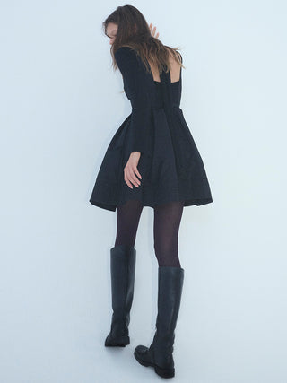 Taffeta Trendy Layered Mini Dress in black, Luxury Women's Dresses at SNIDEL USA.