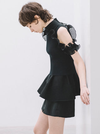 Center Zip High Waisted Skirt in Black, premium women's dress at SNIDEL USA