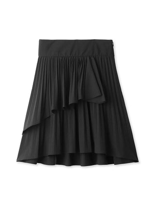 Pleated Tiered Draped Mini Skirt in Black, Premium Fashionable Women's Skirts & Skorts at SNIDEL USA