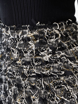 Slit Fringe Tule Maxi Skirt in mix, Premium Fashionable Women's Skirts & Shorts at SNIDEL USA.
