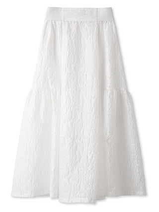 Embossed Jacquard Volume Gather Midi Skirt in white, Premium Fashionable Women's Skirts & Skorts at SNIDEL USA.