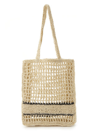 Blade Logo Crochet Tote Bag in beige, Luxury Collection of Fashionable & Trendy Women's Bags at SNIDEL USA