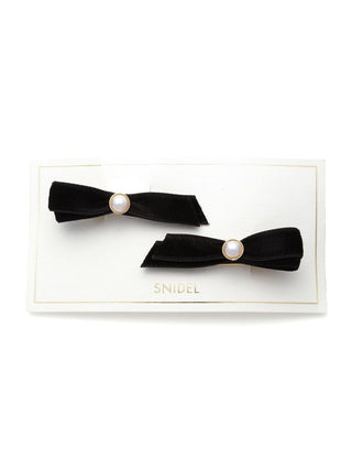Mini Ribbon Hair Pin Set in black, Premium Women's Hair Accessories at SNIDEL USA.