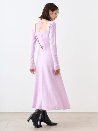 Bare Layered Back-Tie Maxi Sweater Dress in pink, Luxury Women's Dresses at SNIDEL USA.
