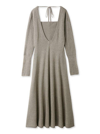 Bare Layered Back-Tie Maxi Sweater Dress in mocha, Luxury Women's Dresses at SNIDEL USA.