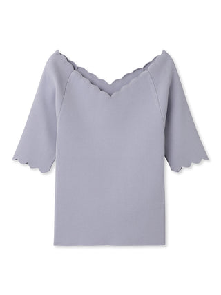  Sustainable Scallop Knit Tops in blue, A Premium, Fashionable, and Trendy Women's Tops at SNIDEL USA