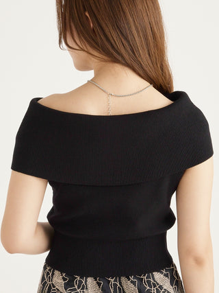 Off Shoulder Knit Tops in black, premium, fashionable, and trendy women's tops at SNIDEL USA