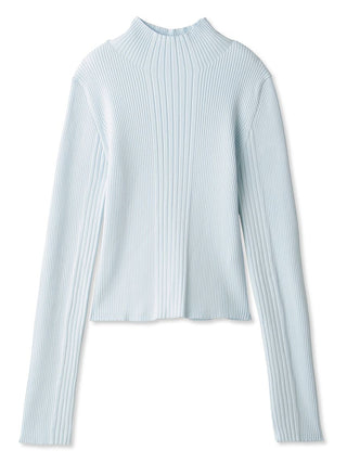 Basic high neck rib pullover in Light Blue, Premium Fashionable Women's Tops Collection at SNIDEL USA