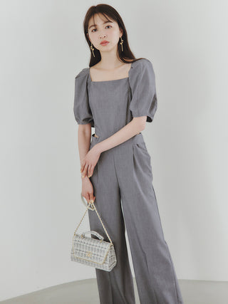   Square Neck Puff Sleeve Jumpsuit, A premium Fashionable & Trendy Collection of Women's Jumpsuits at SNIDEL USA