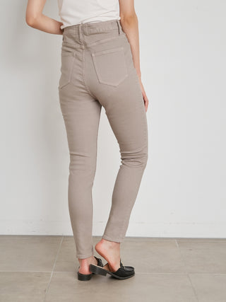 Healthy High Waisted Skinny Pants in beige, Knit Flared Pants Premium Fashionable Women's Pants at SNIDEL USA
