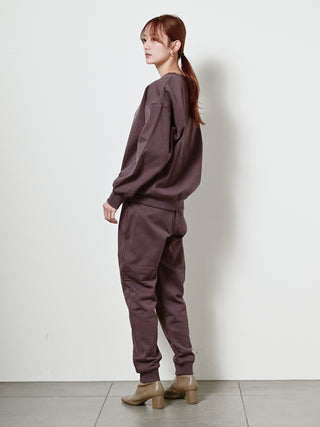 Simple Women's Sweatpants in charcoal gray, Knit Flared Pants Premium Fashionable Women's Pants at SNIDEL USA