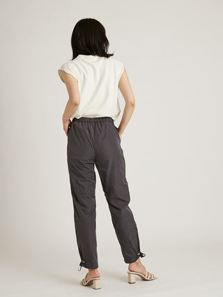  Sustainable Nylon Pants in charcoal gray, Knit Flared Pants Premium Fashionable Women's Pants at SNIDEL USA
