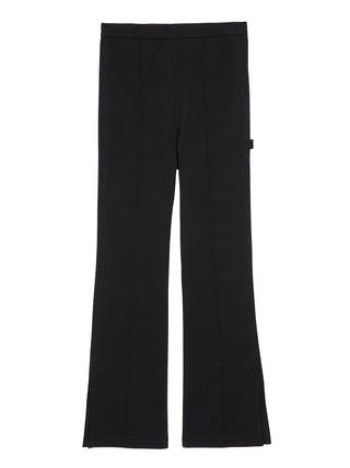 High Waisted Flared Pants With Side Slit in Black, Knit Flared Pants Premium Fashionable Women's Pants at SNIDEL USA