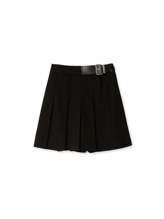 Belt Pleated Skort in black, Premium Fashionable Women's Skirts & Skorts at SNIDEL USA