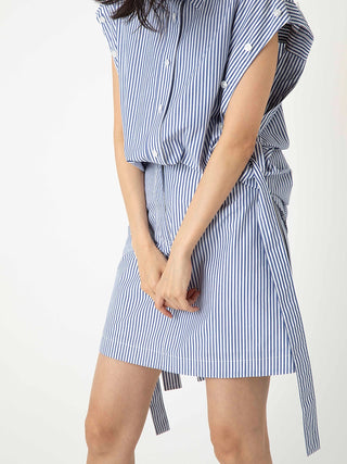 Belt Design High Waisted Mini Skirt in blue, Premium Fashionable Women's Skirts & Skorts at SNIDEL USA