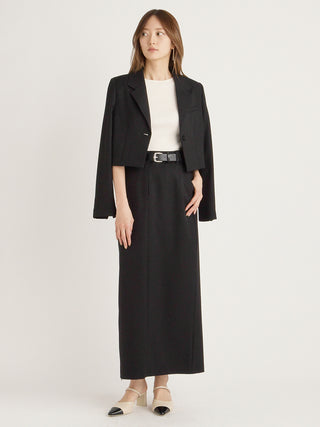 Sustainable Straight Maxi Side Slit Skirt in black, Premium Fashionable Women's Skirts & Skorts at SNIDEL USA