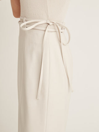 String  High Waisted Maxi Skirt With Slit in light beige, Premium Fashionable Women's Skirts & Skorts at SNIDEL USA