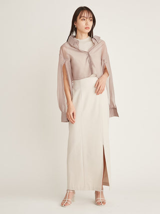 String  High Waisted Maxi Skirt With Slit in light beige, Premium Fashionable Women's Skirts & Skorts at SNIDEL USA
