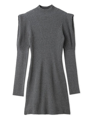 Sustainable Pencil Cut Rib Knit Mini Dress in gray, premium women's dress at SNIDEL USA