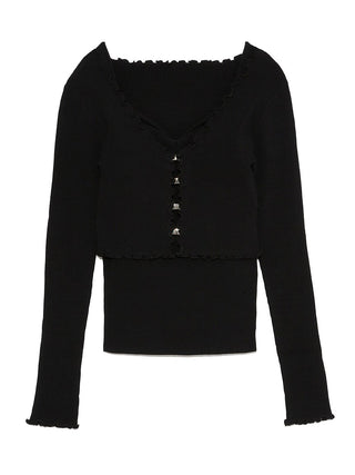  Cropped Cardigan and Top Set in black, Premium Fashionable Women's Tops Collection at SNIDEL USA
