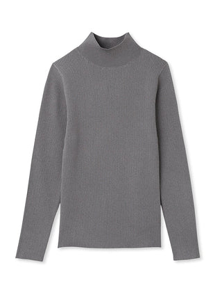 Lamé Rib Knit Long Sleeve Turtle Neck in gray, Premium Fashionable Women's Tops Collection at SNIDEL USA