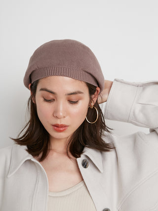  Knit Beret Cap in mocha, A premium Fashionable & Trendy Collection of Women's Knitwear at SNIDEL USA