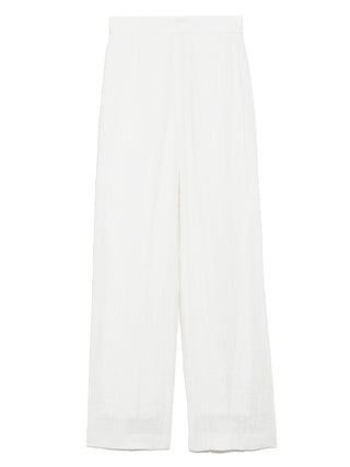 High Waisted Straight Cut Linen Pants in white, Knit Flared Pants Premium Fashionable Women's Pants at SNIDEL USA