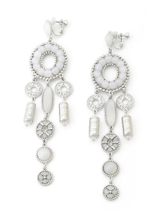 Bohemian Earrings in white, A Collection of Luxury Women's Loungewear at SNIDEL USA