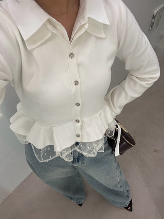 Volume Frill Peplum Cardigan