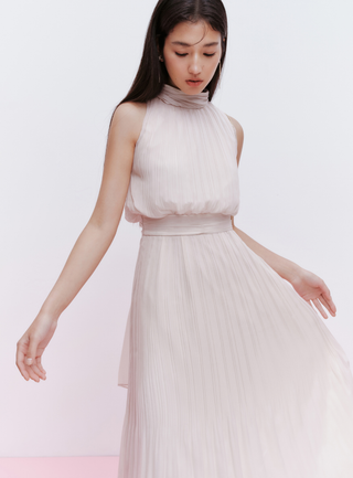 Chiffon Pleated Flare Dress