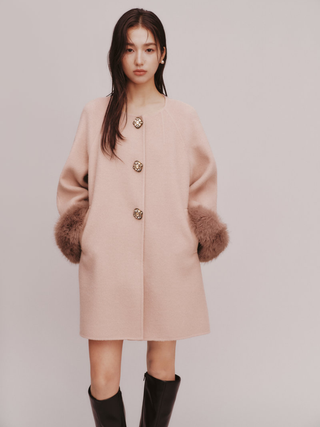 Fur-Collar Wool Coat