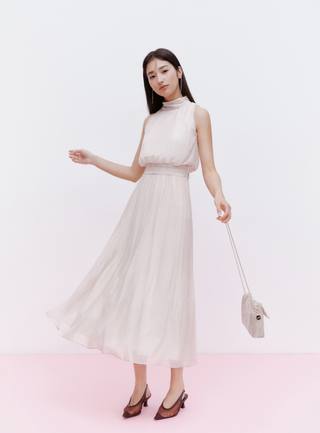 Chiffon Pleated Flare Dress