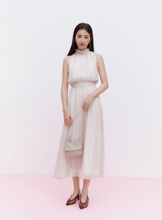 Chiffon Pleated Flare Dress