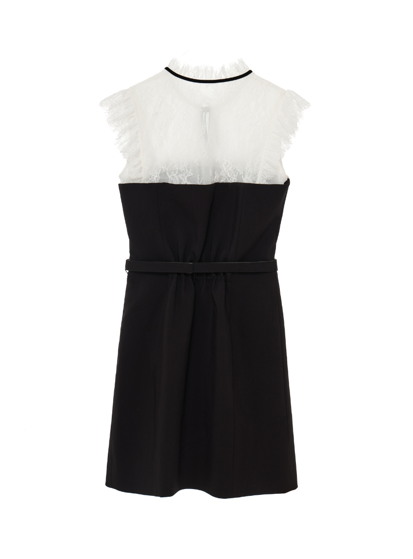 Ribbon Neck Lace Docking Mini Dress – SNIDEL Ribbon Neck Lace Docking Mini Dress – SNIDEL