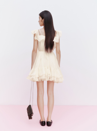 Off-Shoulder Back Ribbon Dress
