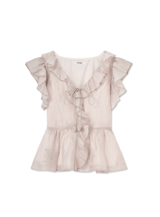 Embroidered Ruffle Top
