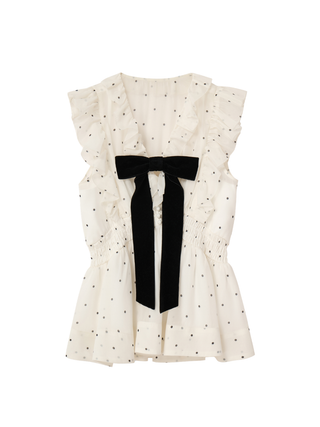 Sleeveless Front Ribbon Blouse