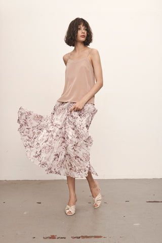 Printed Pleated Maxi Skirt in rose, Premium Fashionable Women's Skirts & Skorts at SNIDEL USA