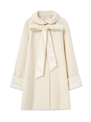 Ribbon-Collar Wool Coat