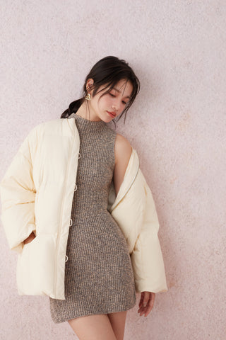 Scarf-Detail Down Coat in CREAM, Premium Women's Outwear at SNIDEL USA.